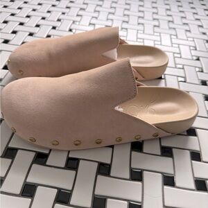 J. Crew Collection. Brand new, never worn. Pink suede studded clog.